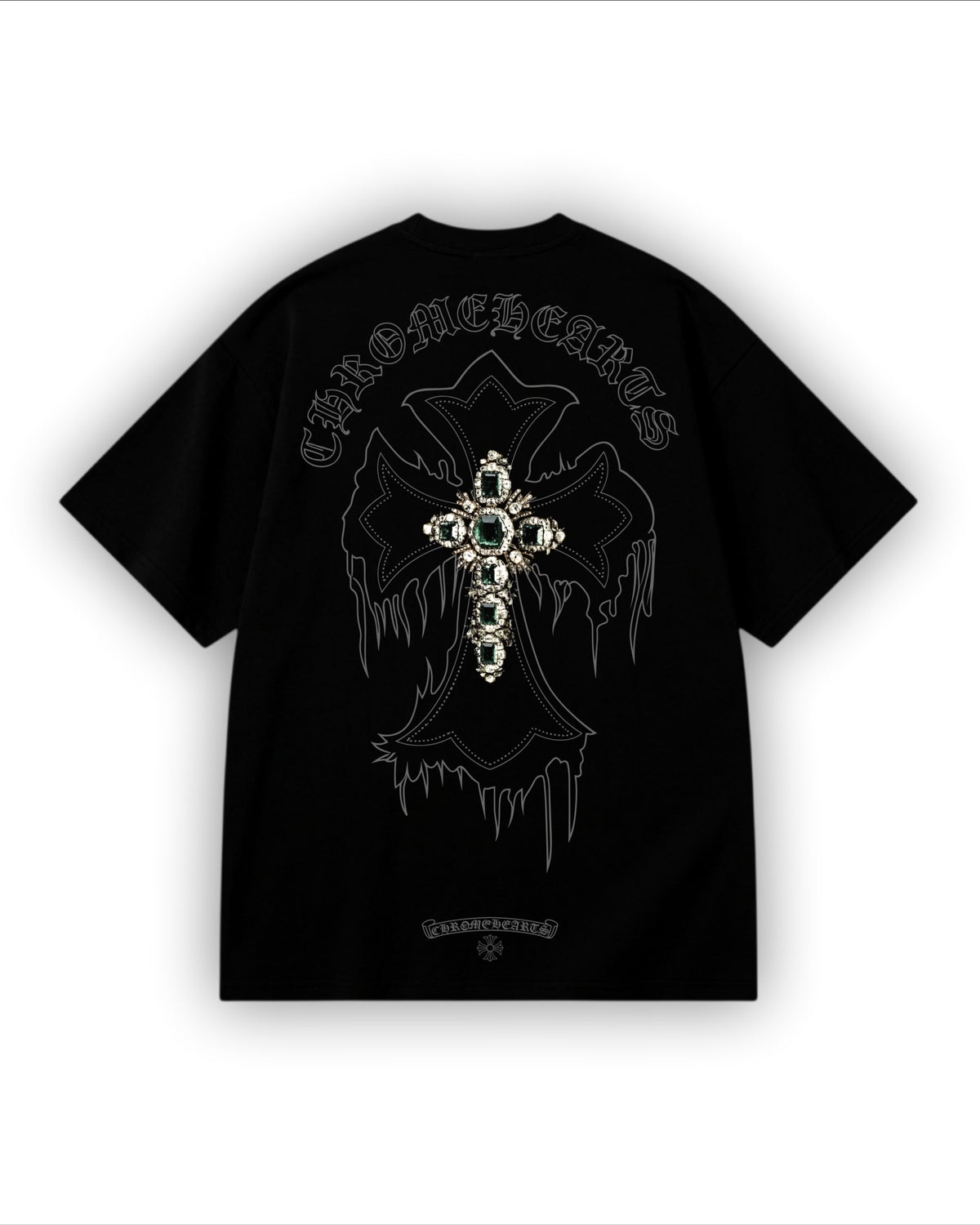CAMISETA NEGRA CHOME HEART CRUZ