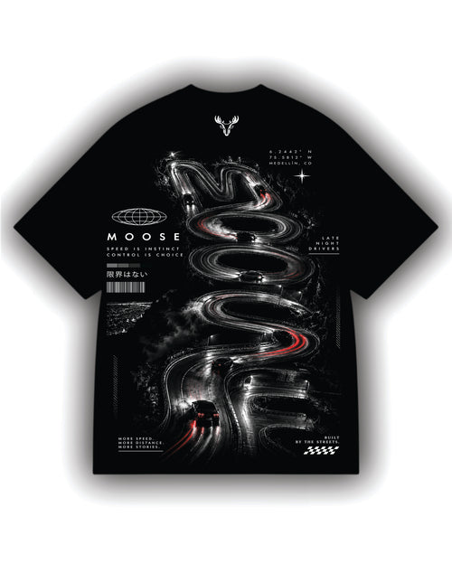 CAMISETA MOOSE NEGRA LATE NIGTH DRIVERS